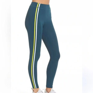 Zella Leggings High Waist Teal Side Stripe Ankle Leggings Size Small